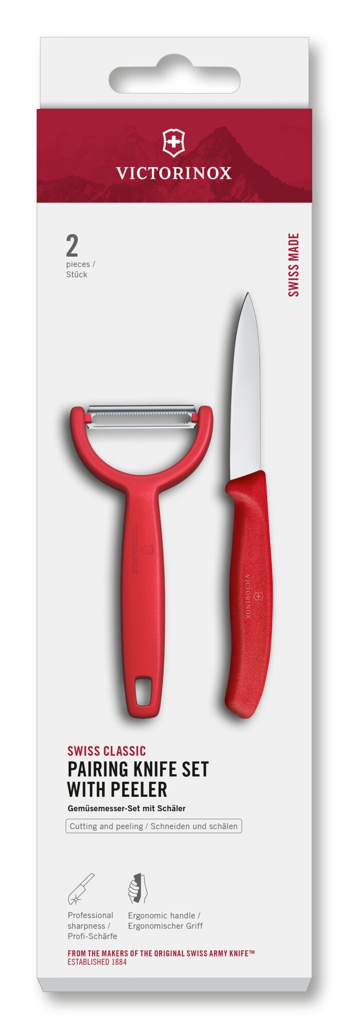 Victorinox Swiss Classic Gemüsemesser mit Ypso-Sparschäler, rot