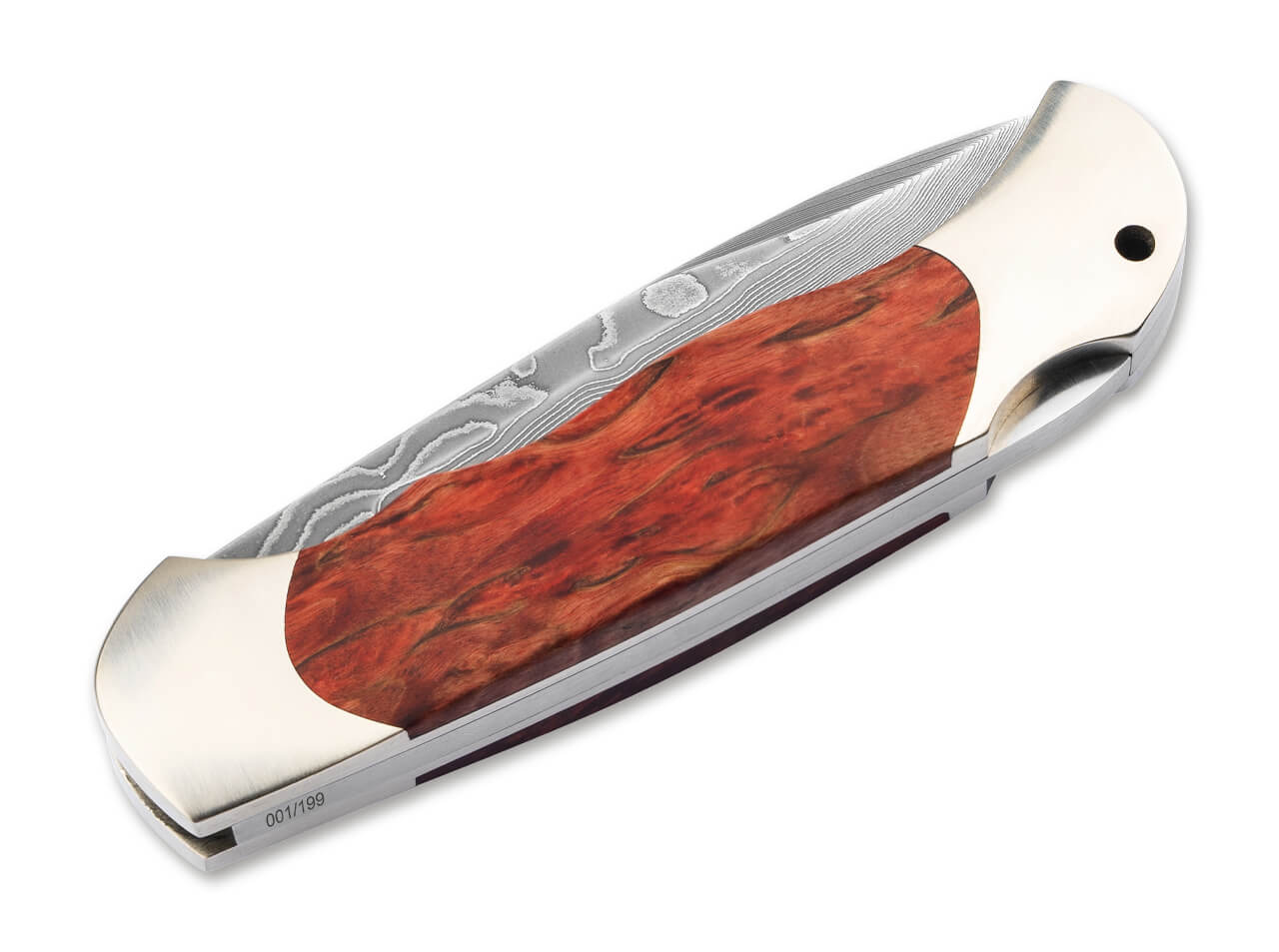 Böker Optima Maserbirke Bloody Orange Damast