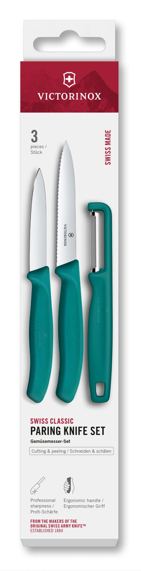 Victorinox Swiss Classic Gemüsemesser-Set mit Iota-Sparschäler, türkis
