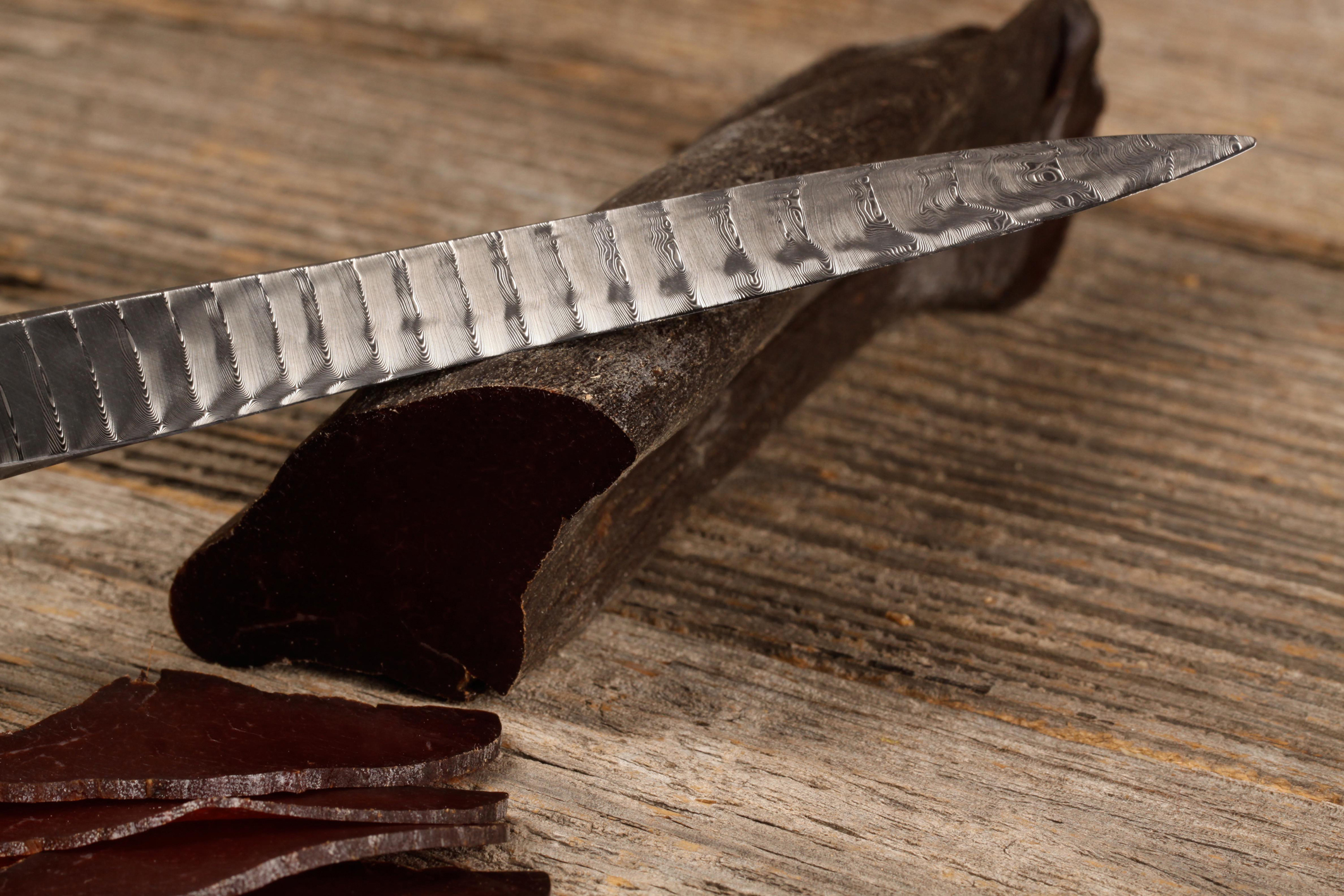 sknife Trockenfleischmesser Damast Esche schwarz