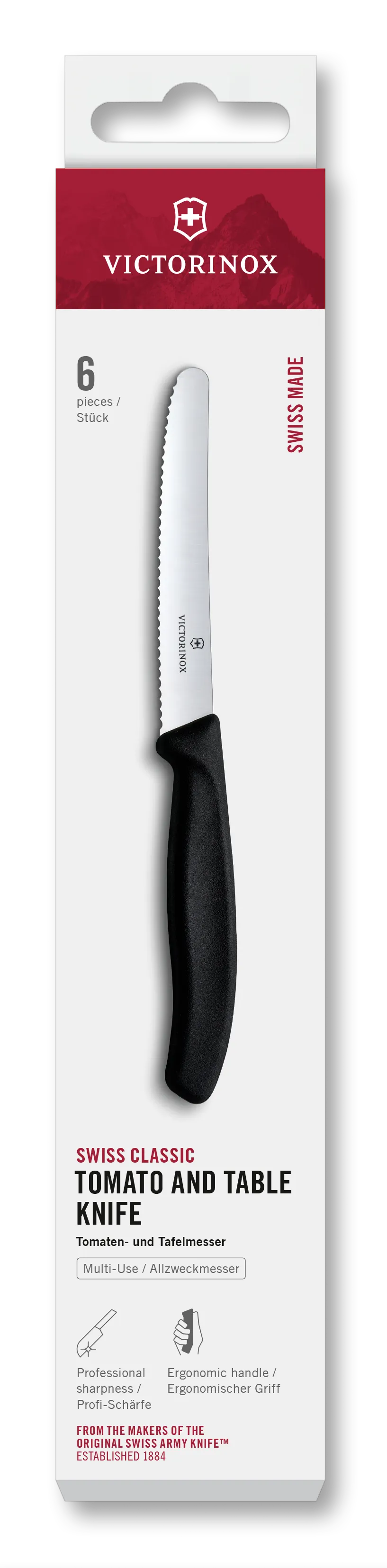 Victorinox Swiss Classic Tomaten- und Tafelmesser 11cm, schwarz