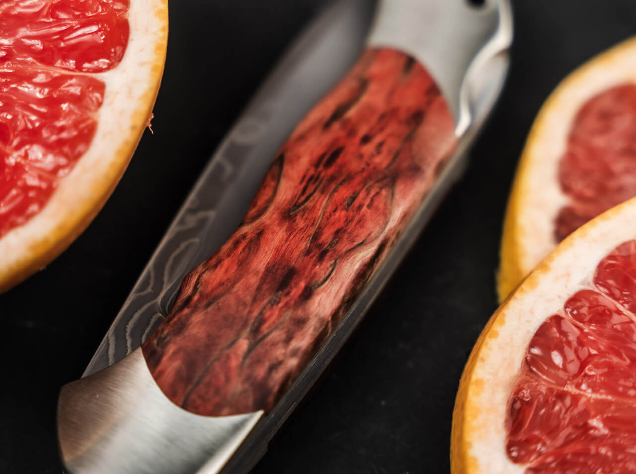 Böker Optima Maserbirke Bloody Orange Damast